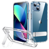 JETech Kickstand Case for iPhone 13 Mini, 5.4-Inch, Support Wireless Charging, Slim Shockproof Bumper Phone Cover, 3-Way Metal Stand (Clear)